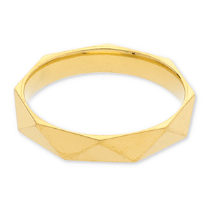  Anillos  Acero Inox Facetados Dorado