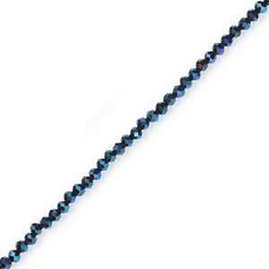 Abalorios faceteados 4x3 mm disco Azul oscuro-revestimiento de brillo perlado