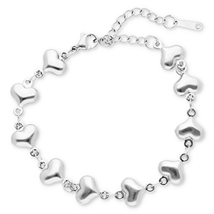 Pulseras Acero Inox coraz&oacute;n Plateado