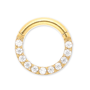 Piercing oreja Acero Inox clicker anillo con strass Dorado-cristal