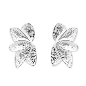 Pendientes Acero Inox hoja Plateado