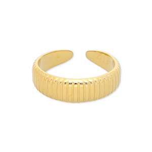 Anillos Acero Inox con lineas Dorado
