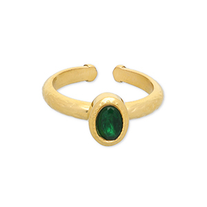Anillos Acero Inox Dorado-verde