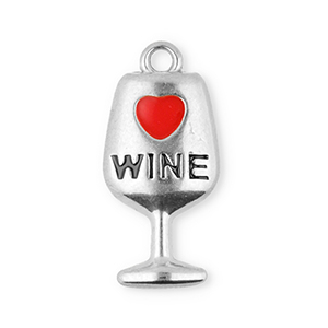 Colgantes Acero Inox copa de vino Plateado-rojo