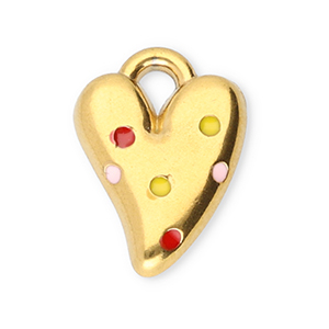 Colgantes Acero Inox coraz&oacute;n Dorado-rojo-amarillo