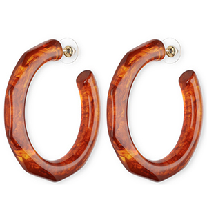 Pendientes trendy en resina Marr&oacute;n &aacute;mbar oscuro