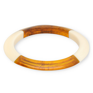 Pulseras bangle de resina Transparente marr&oacute;n &aacute;mbar-blanco marfil