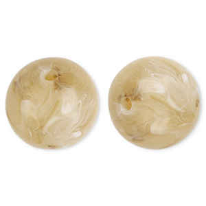 Abalorios acr&iacute;licos 20 mm redondos Marr&oacute;n beige-m&aacute;rmol
