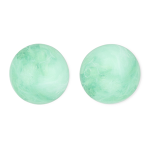 Abalorios acr&iacute;licos 16 mm redondos Verde menta-m&aacute;rmol
