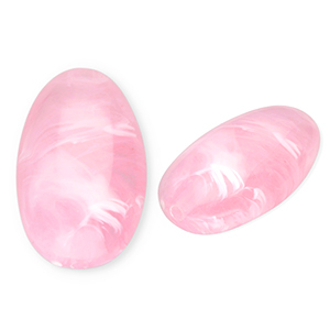 Abalorios acr&iacute;licos ovalado largo Rosa-m&aacute;rmol