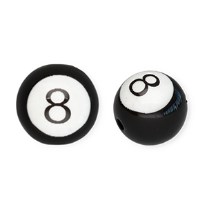Abalorios acr&iacute;licos 16 mm redondos bola-8 Negro-blanco
