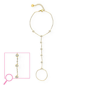 Pulseras anillo Acero Inox Dorado-cristal