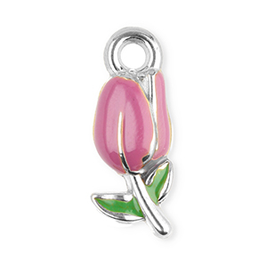 Colgantes Acero Inox tulip&aacute;n Plateado-p&uacute;rpura-verde