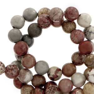 Piedras naturales Rodonita, Jaspe, Calcedonia y Jaspe D&aacute;lmata 6mm Rojo multicolor-marron