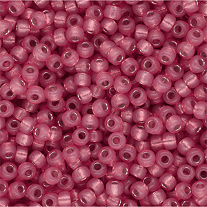 Rocalla Miyuki 8/0 Silverlined Alabaster Dyed Dark Rose 8-645
