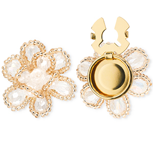 Metal TQ lat&oacute;n cubrebotones flor Dorado-rosa claro-cristal