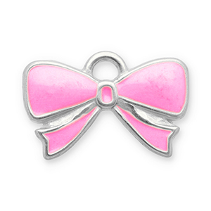 Colgantes Acero Inox lazo Plateado-rosa