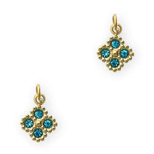 Colgantes Acero Inox flor Dorado-azul