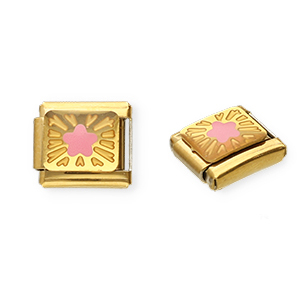 Acero Inox link-eslab&oacute;n para pulsera italiana con dijes Acero Inox estrella Dorado-rosa-amarillo