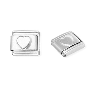 Acero Inox link-eslab&oacute;n para pulsera italiana con dijes Acero Inox coraz&oacute;n Plateado