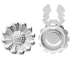 Cubrebotones Acero Inox flor Plateado