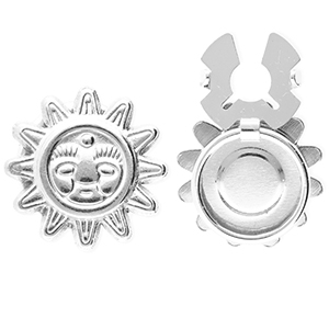 Cubrebotones Acero Inox sol con rostro Plateado