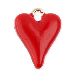 Colgantes met&aacute;licos coraz&oacute;n Dorado-rojo