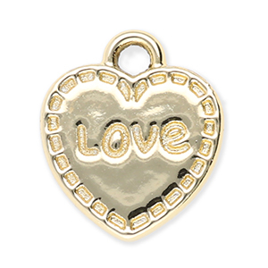 Colgantes met&aacute;licos coraz&oacute;n "Love" Dorado