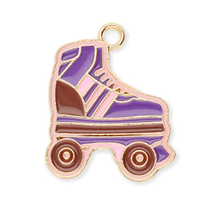 Colgantes met&aacute;licos patines Dorado-p&uacute;rpura-marr&oacute;n-rosa claro