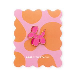 BY31&reg; Pin perro globo en una tarjeta Naranja-rosa multicolor-dorado