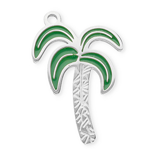 Colgantes Acero Inox palmera Plateado-verde oscuro