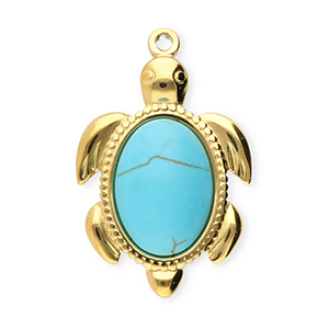 Colgantes Acero Inox tortuga Dorado-azul