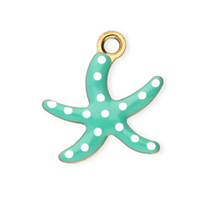 Colgantes Acero Inox estrella de mar Dorado-turquesa menta-blanco