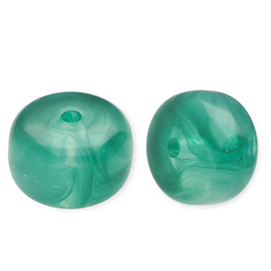 Abalorios acr&iacute;licos disco Verde-m&aacute;rmol