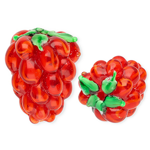 Abalorios de vidrio a mano frambuesa Rojo-verde
