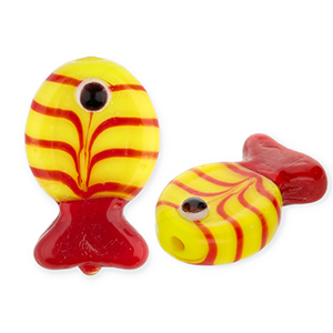 Abalorios de vidrio a mano pez Amarillo-rojo-negro