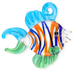 Colgantes de vidrio pintados a mano pez Transparente-azul-verde-naranja