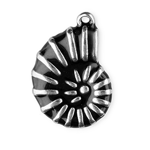 Colgantes Acero Inox esmalte concha Plateado-negro