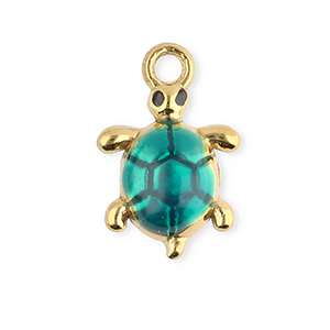 Colgantes Acero Inox esmalte tortuga Dorado-verde