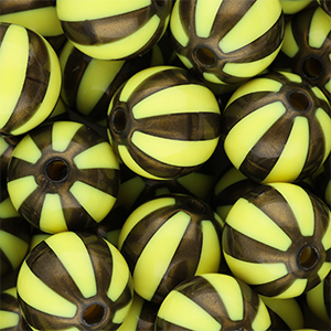 DQ&reg; Abalorios acr&iacute;licos 16 mm con rayas Amarillo-marr&oacute;n dorado