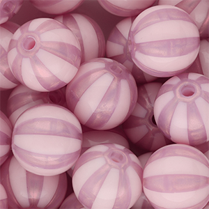 DQ&reg; Abalorios acr&iacute;licos 16 mm con rayas Rosa vintage
