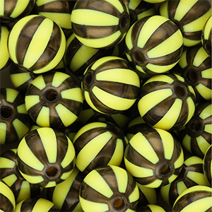 DQ&reg; Abalorios acr&iacute;licos 12 mm con rayas Amarillo-marr&oacute;n dorado
