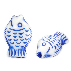 Abalorios acr&iacute;licos pez Blanco-azul Delfts