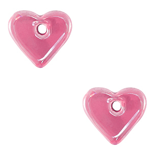 Abalorios de cer&aacute;mica griega DQ coraz&oacute;n Rosa magenta