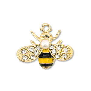 Colgantes met&aacute;licos esmalte abeja Dorado-amarillo-negro