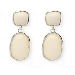 Pendientes trendy con perno de acero inox Plateado-beige
