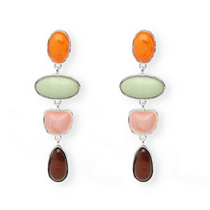 Pendientes trendy con perno de acero inox Plateado-naranja c&aacute;lido-verde-rosa-marr&oacute;n