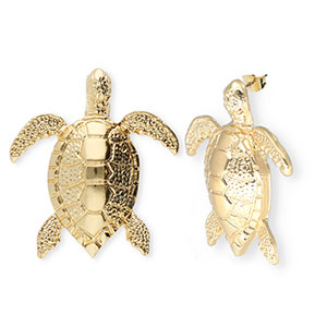 Pendientes trendy tortuga con perno de acero inox Dorado