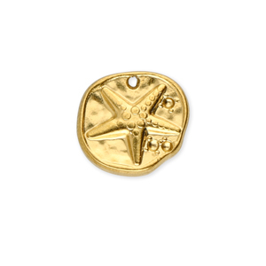 Colgantes Acero Inox redondos con estrella de mar Dorado