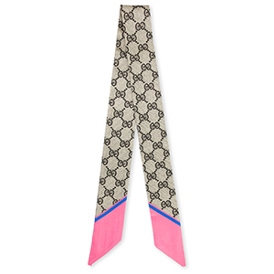 Bandana Pa&ntilde;uelo con "G" patr&oacute;n Rosa-greige-marr&oacute;n oscuro